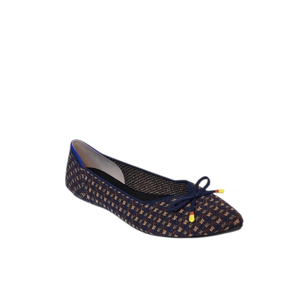 NEW Rothy's Evening The Bow Metallic Knit Pointed Toe Ballet Flat Size 8
